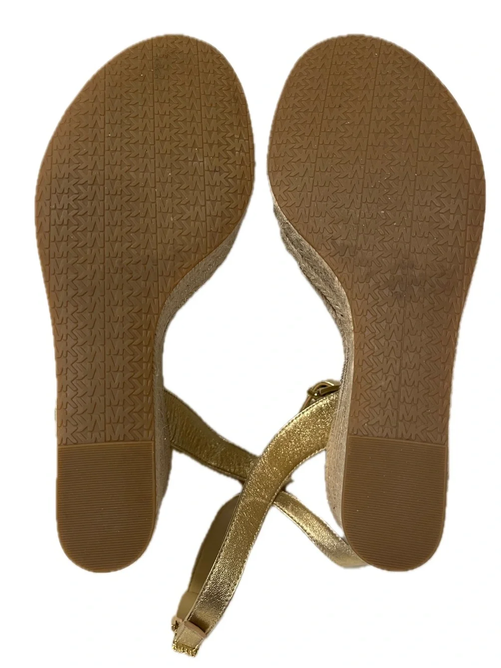 Michael Kors Metallic Gold Espadrille Wedge Sandals Platforms Women’s Size 8.